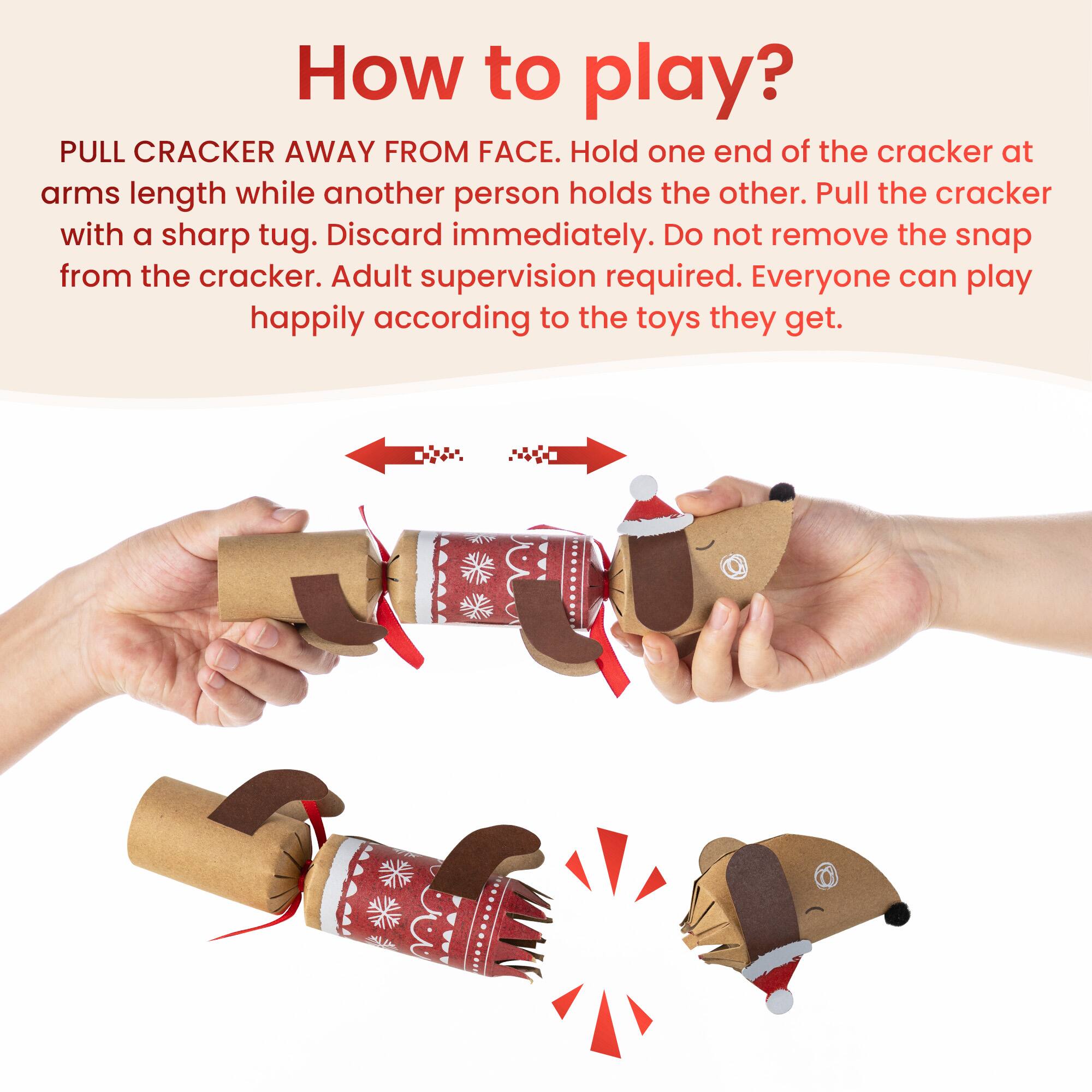 Glitzhome® 12PK 1.5"D x 10"H Dogs Christmas Party Crackers with Gift Contents